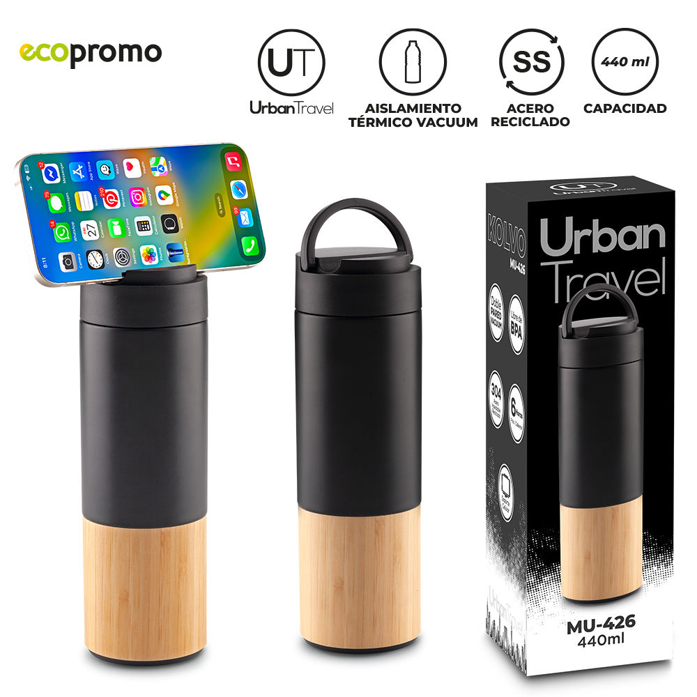 BOTILITO METÁLICO KOLVO URBAN TRAVEL 440 ML