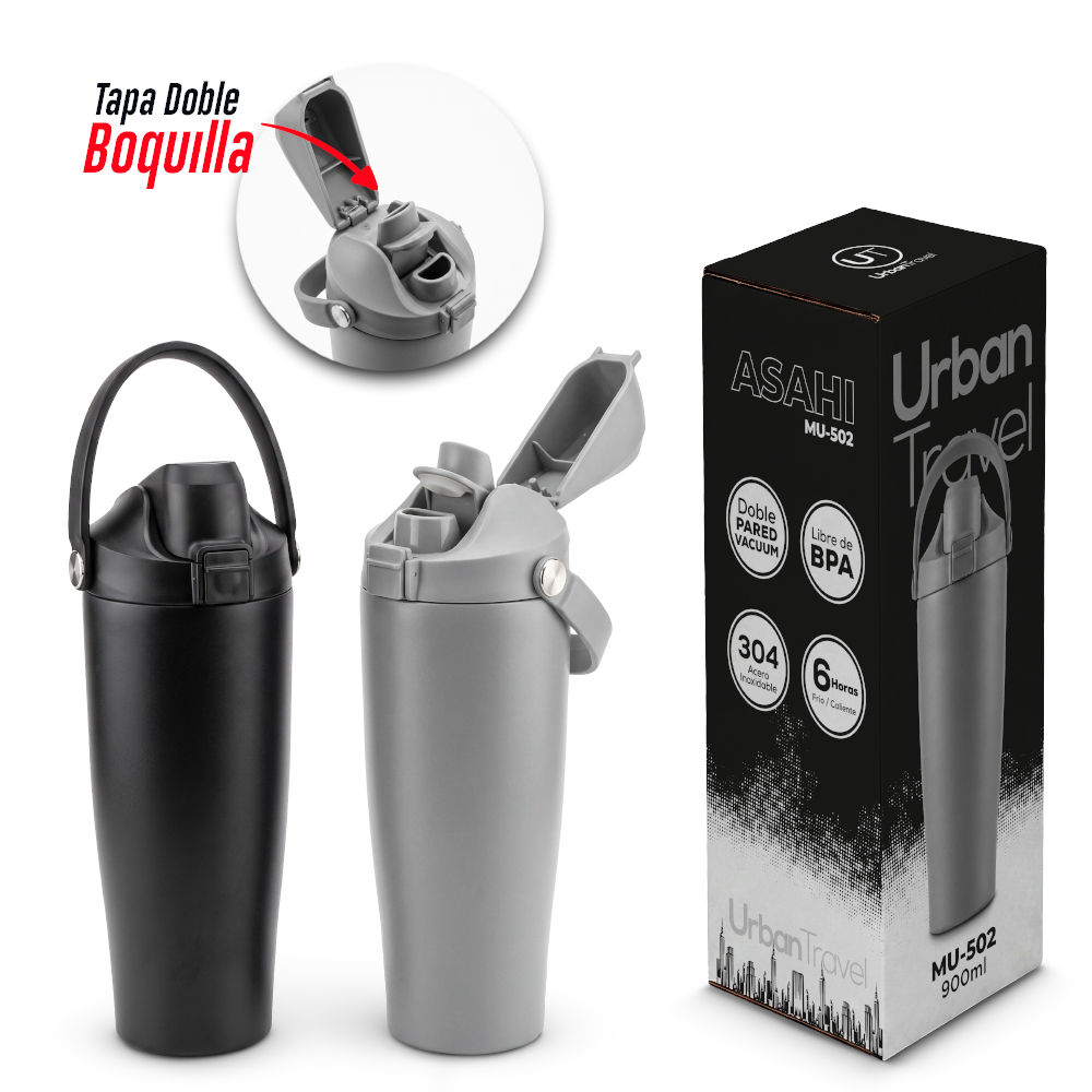 MUG METÁLICO ASAHI URBAN TRAVEL 900ML Nuevo
