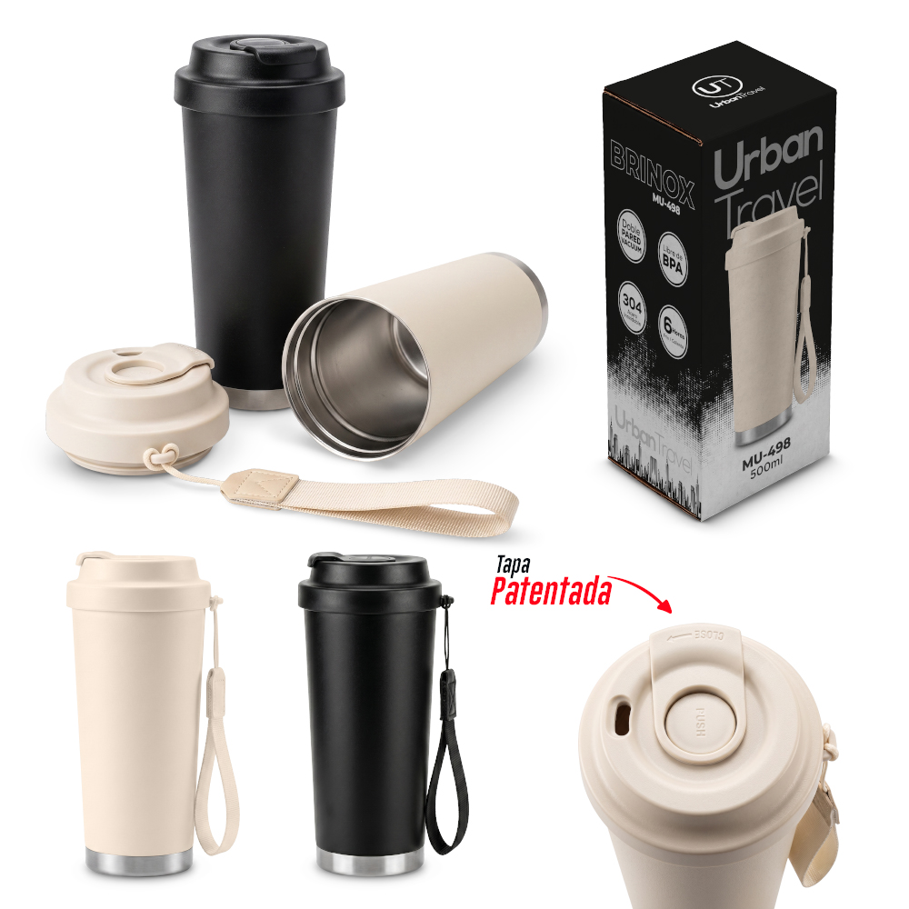 MUG METÁLICO BRINOX URBAN TRAVEL 500ML Nuevo