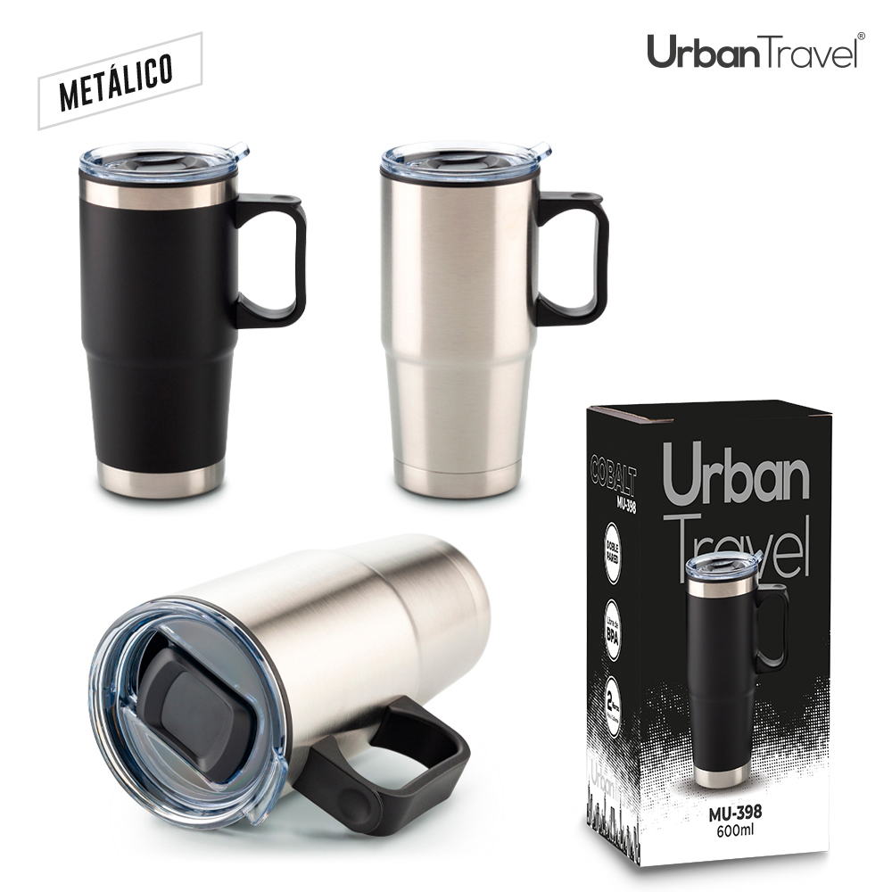 MUG METÁLICO COBALT URBAN TRAVEL 600ML