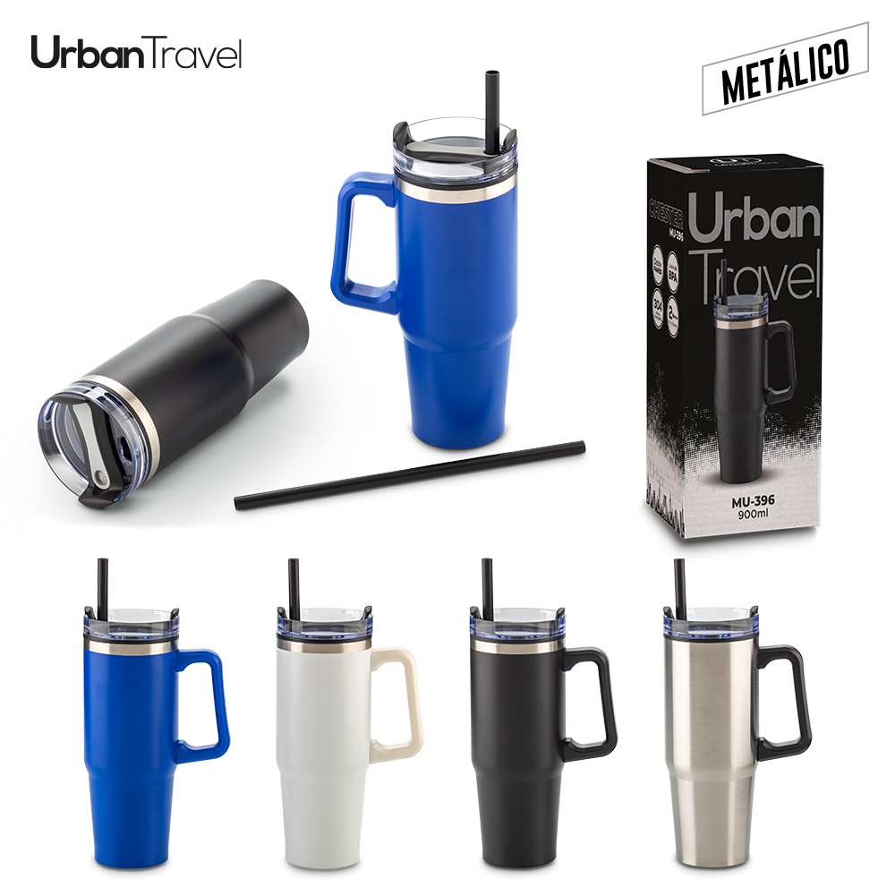 MUG METÁLICO Y PLÁSTICO CHESTER URBAN TRAVEL 900ML