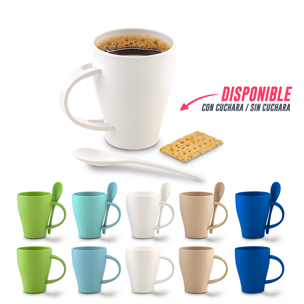 MUG PLÁSTICO CON CUCHARA TIFFANY 350ML - PRODUCCIÓN NACIONAL Produccion Nacional