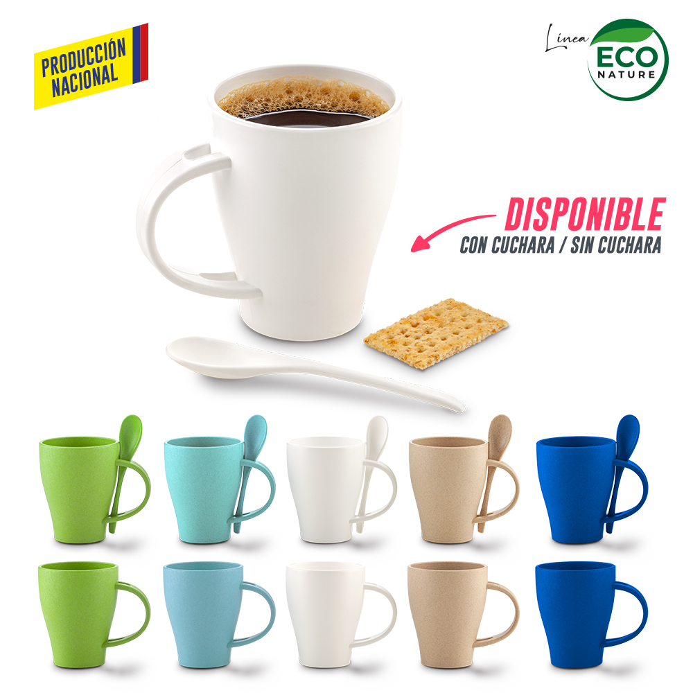 MUG PLASTICO CON CUCHARA TIFFANY 350ML - PRODUCCION NACIONAL Produccion Nacional