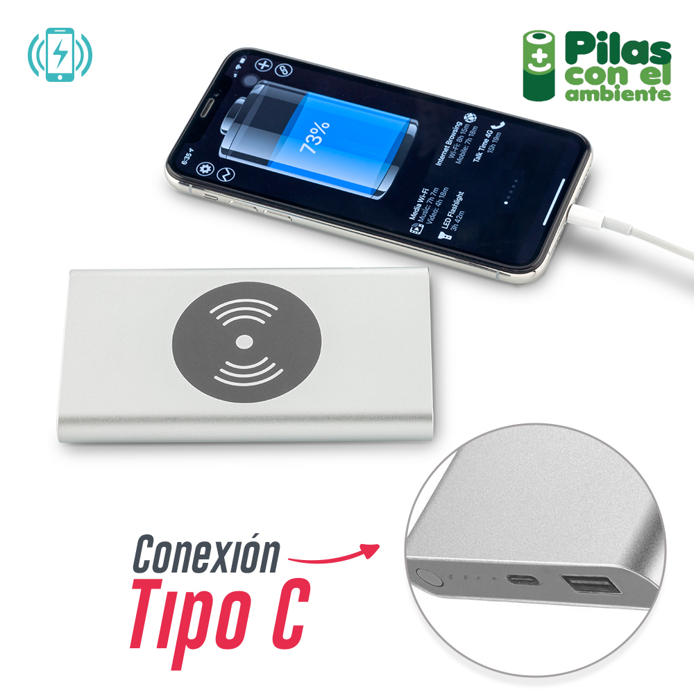 PILA RECARGABLE CON CARGADOR INALAMBRICO 4000MAH