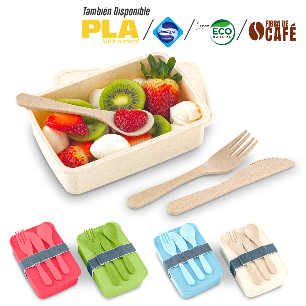 PORTACOMIDAS CON CUBIERTOS ECO SQUARE II -PRODUCCIÓN NACIONAL Produccion Nacional