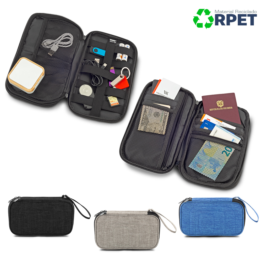 PORTADOCUMENTOS DE VIAJE Y DE CABLES RPET