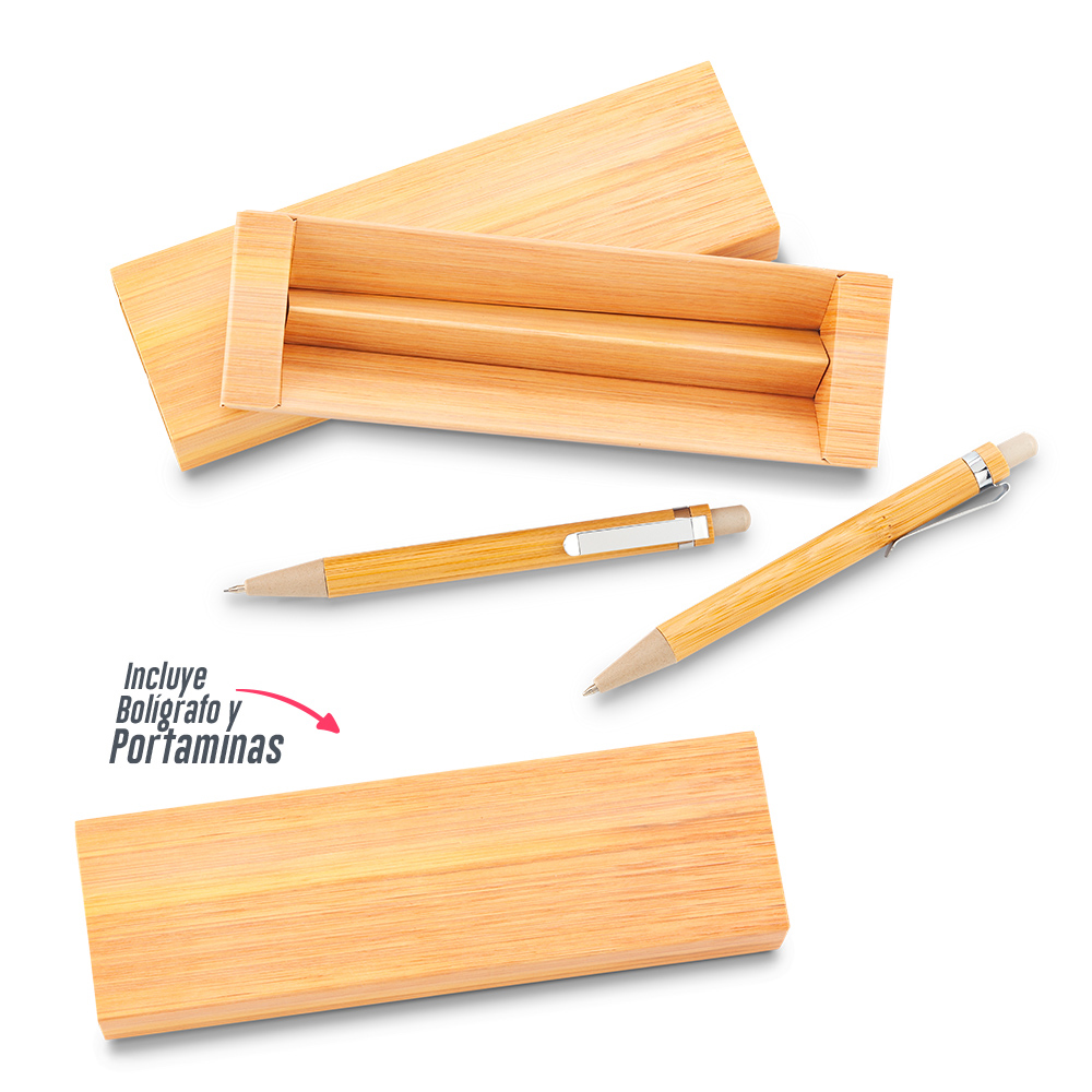 SET BOLÍGRAFO Y PORTAMINAS BAMBOO