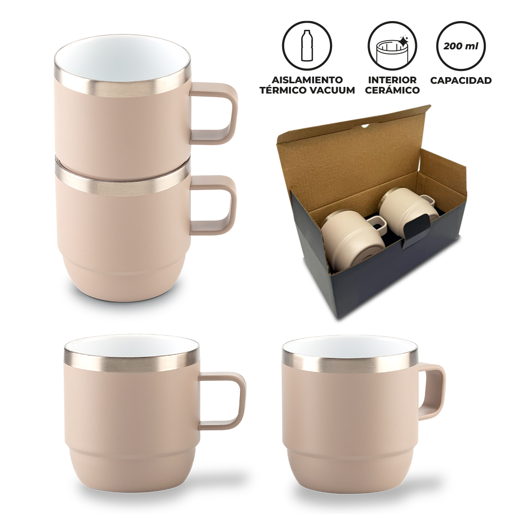 SET DE MUGS METALICOS STYLOR 200 ML