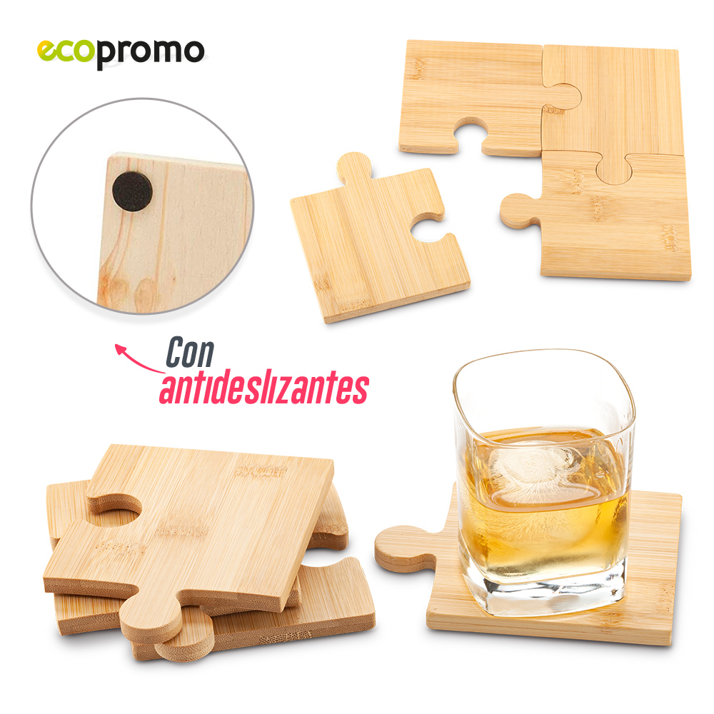 SET PORTAVASOS BAMBOO PUZZLE
